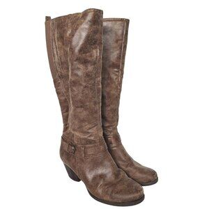 BareTraps Rapunzel Brown Textile Distressed Tall Heeled Boots Size 7.5 M